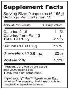 i26 Hyperimmune egg capsule specifications