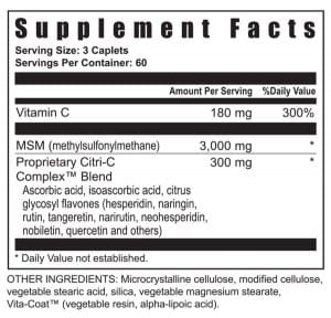 MSM Ultra Organic Sulfur Product specifications